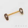 COFFIN-SHAPED ENDS WITH A SPIDER WEB PATTERN 316L SURGICAL STEEL NIPPLE RING